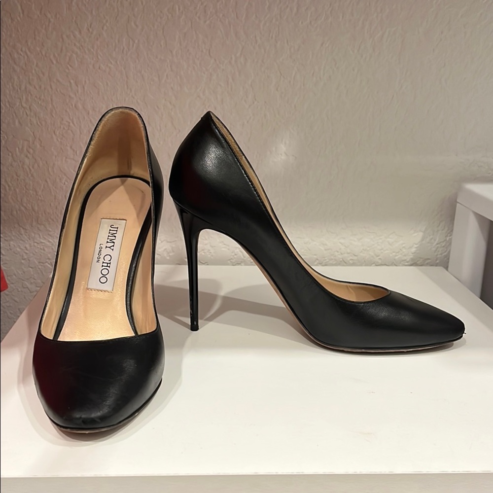 Jimmy Choo Black Leather Heels